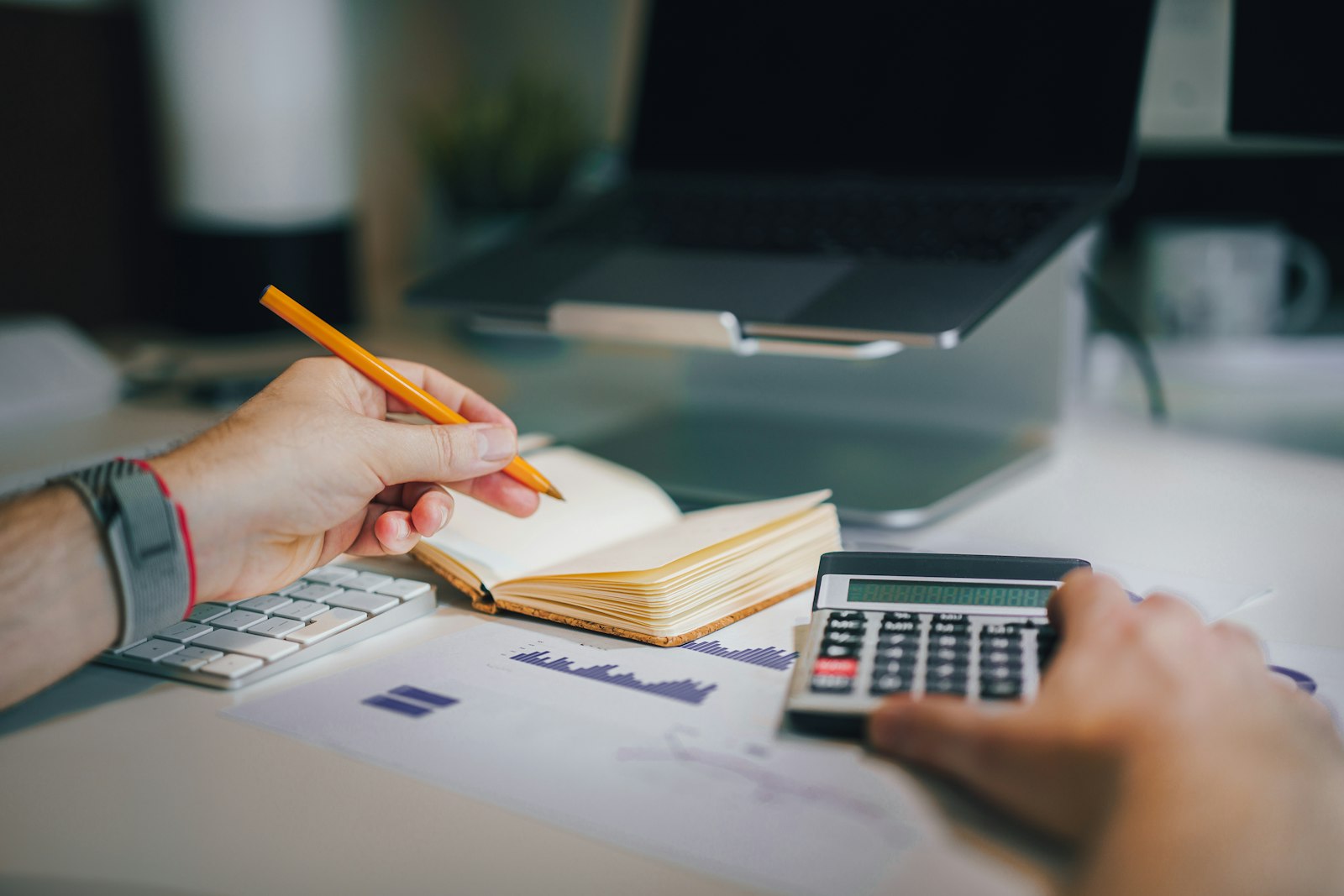 An accountant working at a desk