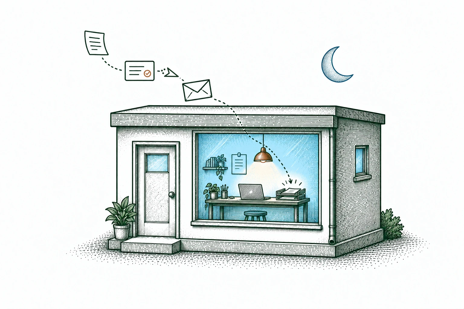 Notes and messages reach a small business workspace after the shop closes